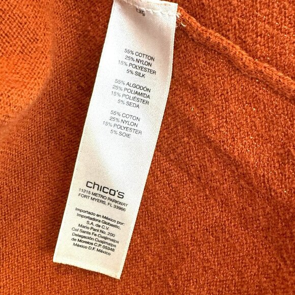Chicos Cardigan Sweater Womens Size 3 US Large Knit Open Front Burnt Orange - Picture 4 of 5